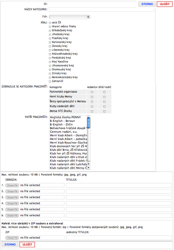 formulář pro založení nové fotogalerie (ukázka)